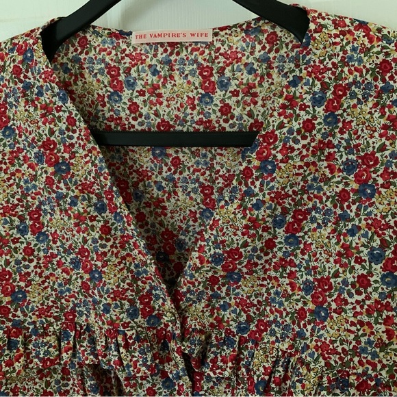 Vampires Wife CHARLOTTE LIBERTY FLORAL-PRINT COTTON DRESS Size - UK10/US6 - Picture 16 of 16